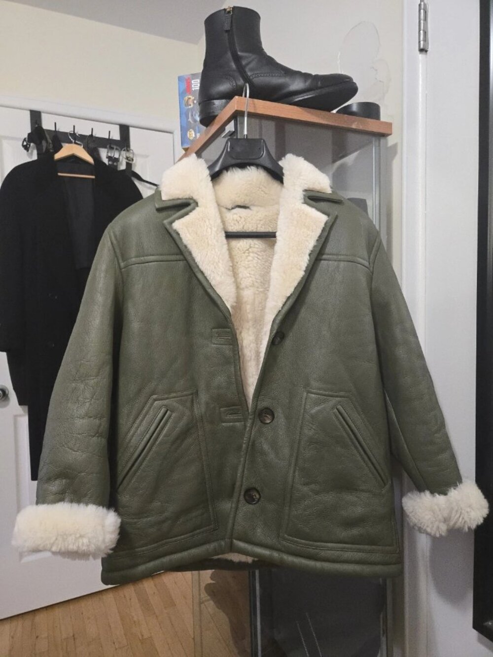 Claudie Pierlot Leather in Green & Cream NWT